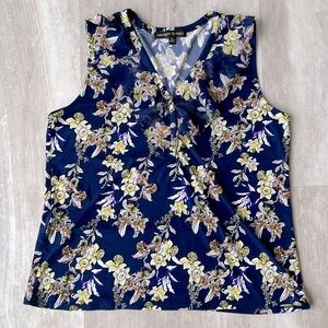 Always Indigo Floral Tank - Blue